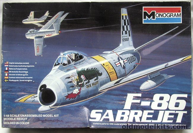 Monogram 1/48 North American F-86 Sabre Jet - 'The Huff' or 'Miss Jenny', 5427 plastic model kit